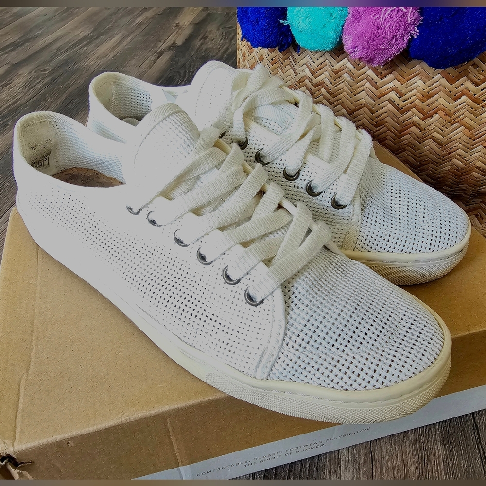 Soludos Women's White Perforated Knit Lace-Up Sneakers